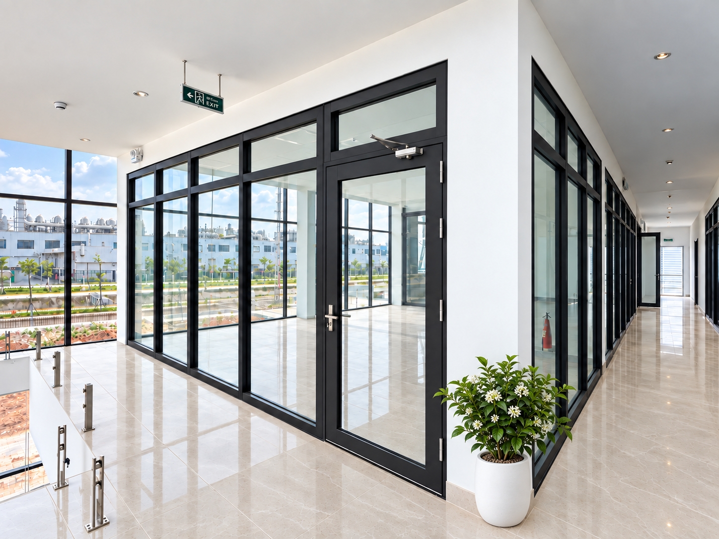 Vách kính chống cháy. cửa kính chống cháy